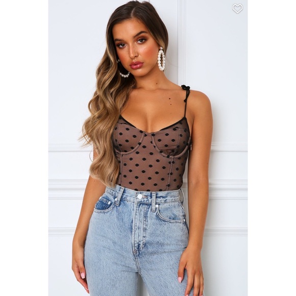 White Fox Boutique Tops - Whitefox Cocktail Hour Bodysuit Black